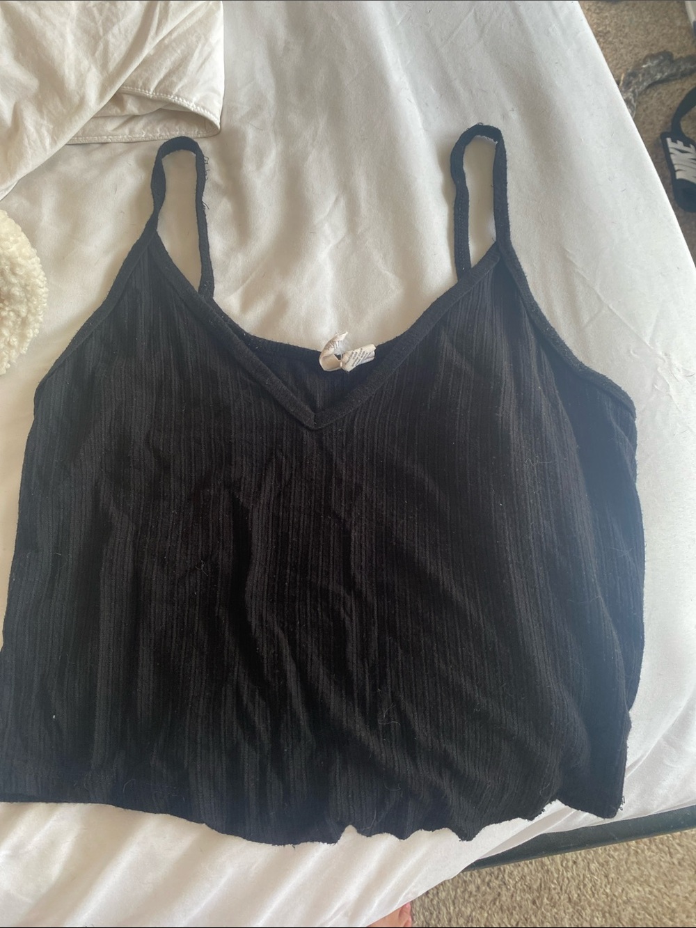 Tilly's Black Ribbed V-Neck Camisole with Thin Straps